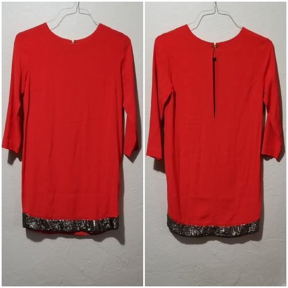 Sandro Reveil Metallic Hem Long Sleeve Shift NWT - Picture 3 of 8